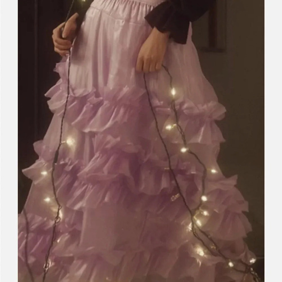 Free People Chevelle Maxi Skirt Tiered Ruffled Elastic Waist Tulle Purple XS - Picture 2 of 10
